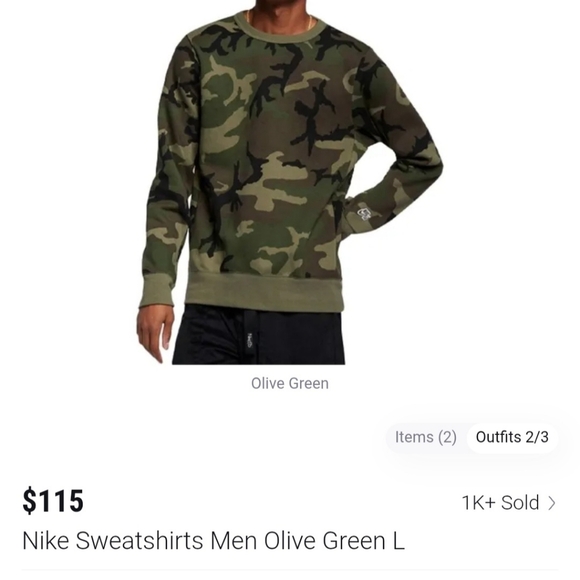 Nike SB Icon Men's Camo Olive Green Skate Crewneck. Size Small - Picture 11 of 14